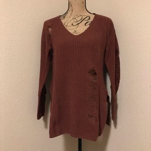 Distressed Rust Sweater